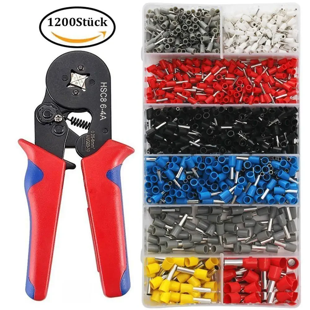 

Ferrule Crimper Pliers Set, Wire Ferrule Crimping Tool Kit, Self Adjusting Ferrule Crimping Tool with 1200 Wire Terminals