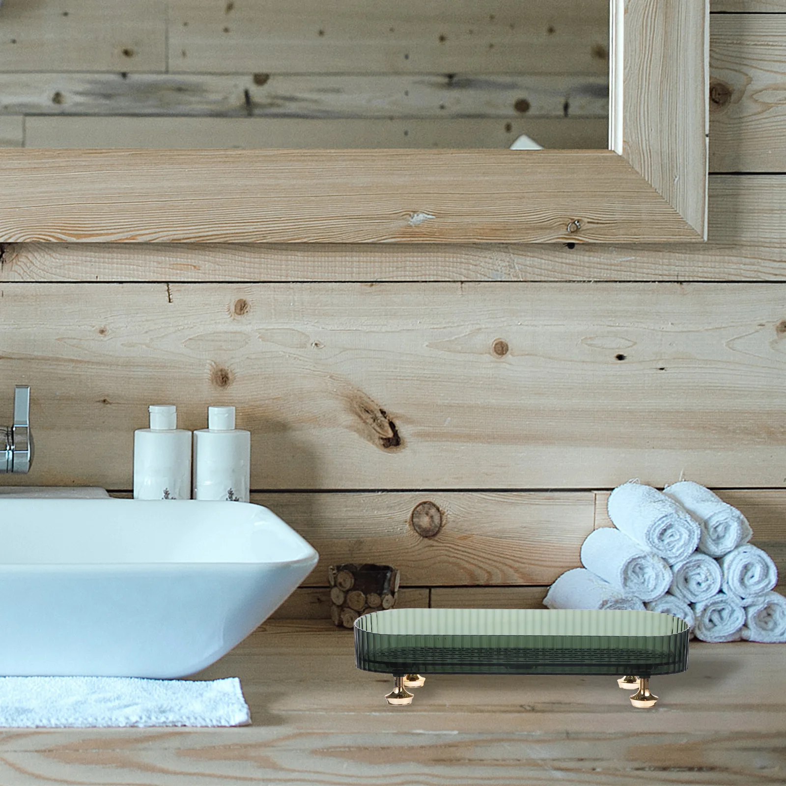 رف تصريف على سطح الطاولة، منظم أساسيات الحمام، مظهر عصري أنيق، سهل التنظيف، حامل صابون الأطباق ذاتي التصريف #1