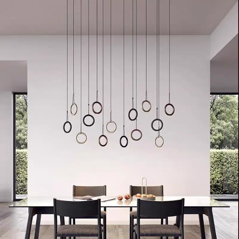 

Italian LED Pendant Light Modern Minimalist High-end Design Lighting for Restaurant Bedroom Living Room Circular Metal Lamparas
