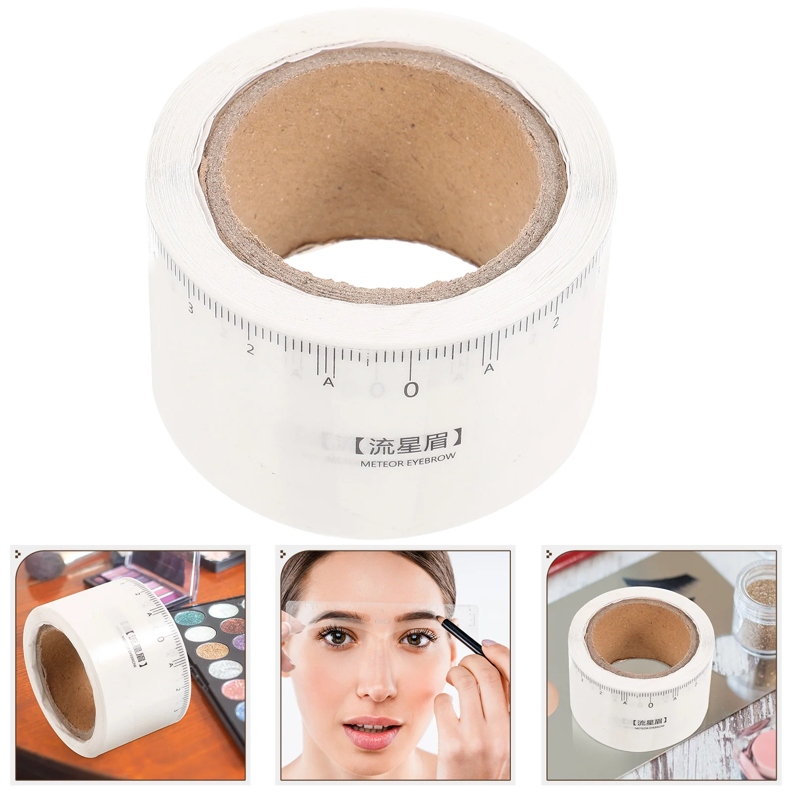 1 rollo de cinta métrica de cejas de estilo europeo, herramienta de mapeo de cejas reutilizable de PVC, plantilla de posicionamiento para dar forma a las cejas simétrica