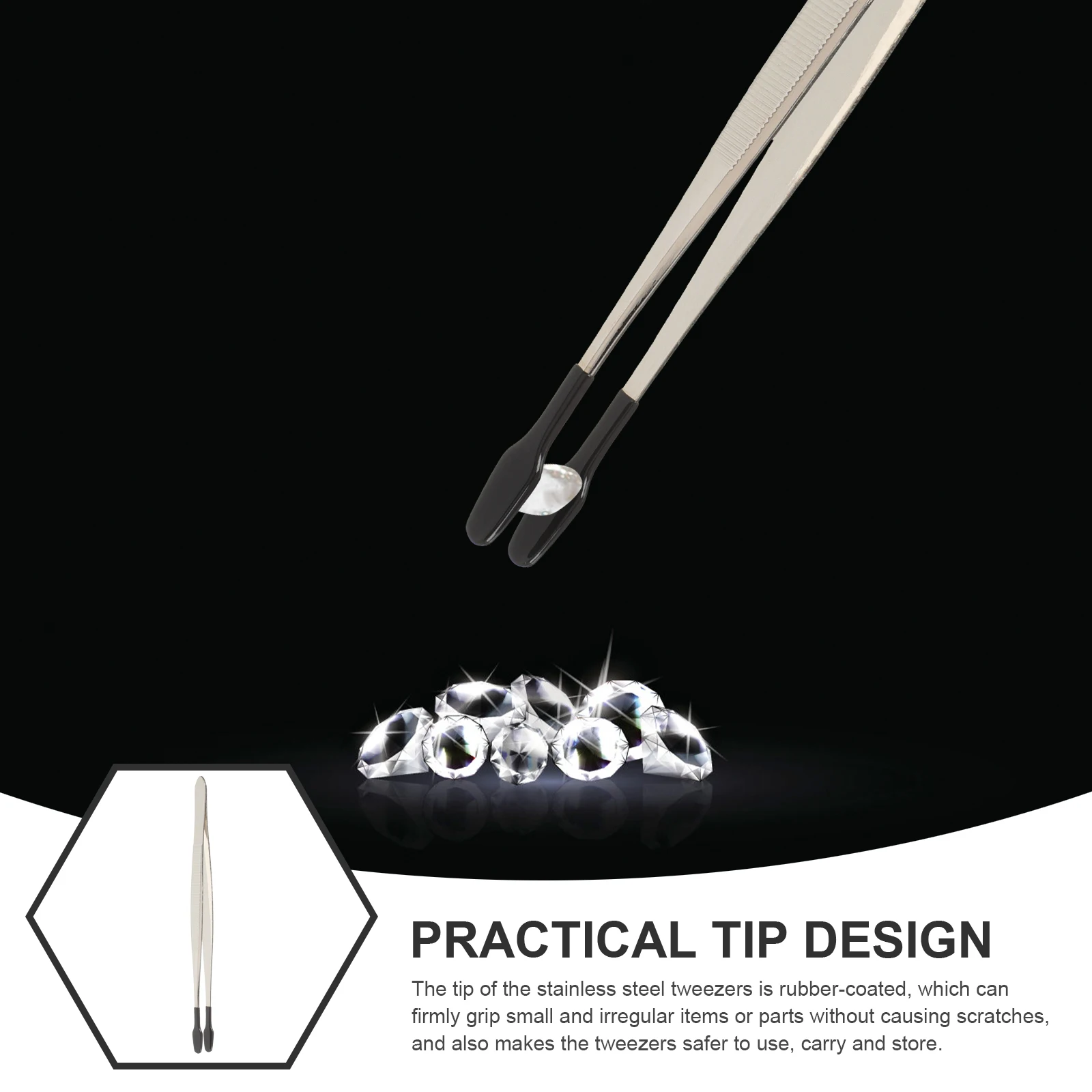

Rubber Coated Tweezers 15cm Stainless Steel Flat Tip for Stamps Coins Beads Jewelry Craft Tools Non Scratch Industrial