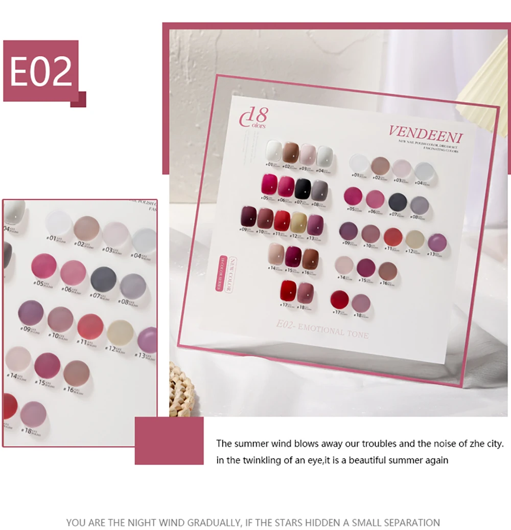 Vendeeni 18 Farben Reiner Farbgel-Nagellack-Set Semi-Permanenter UV-LED-Soak-Off-Gel-Lack Nagelkunst-Gel-Lack mit Display – Detail 5