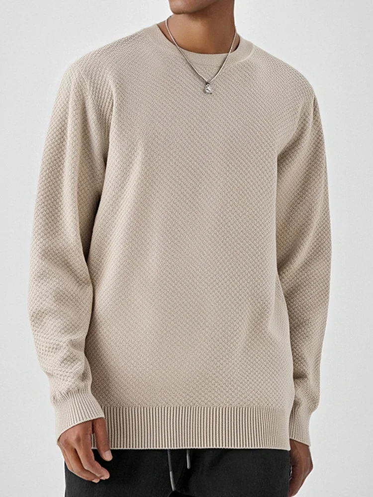 

Вязаные топы, мужские весенне-осенние повседневные джемперы с круглым вырезом и длинными рукавами, мужские модные вязаные футболки