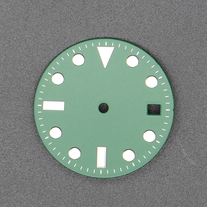 YEJIAOLAN 28,5 mm schwarz-grün-blaues Zifferblatt C3 Uhrenzifferblätter für NH35 NH36 4R35 4R36 7S Mingzhu2813 DG2813 3804 ETA2824 PT5000 Uhrwerk – Detail 3