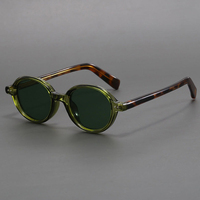 Acetate Small Round Sunglasses Polarized Men's Japanese Unisex Oval Sunglasses Women Retro TR90 Acetate Men