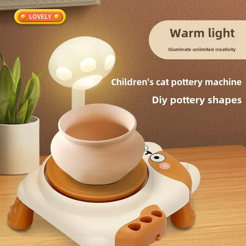 Ceramics Children's Handicrafts Electric Clay Turntable Puzzle Clay Sculpture Pulling Machine Craft Toys Making DIY Originality