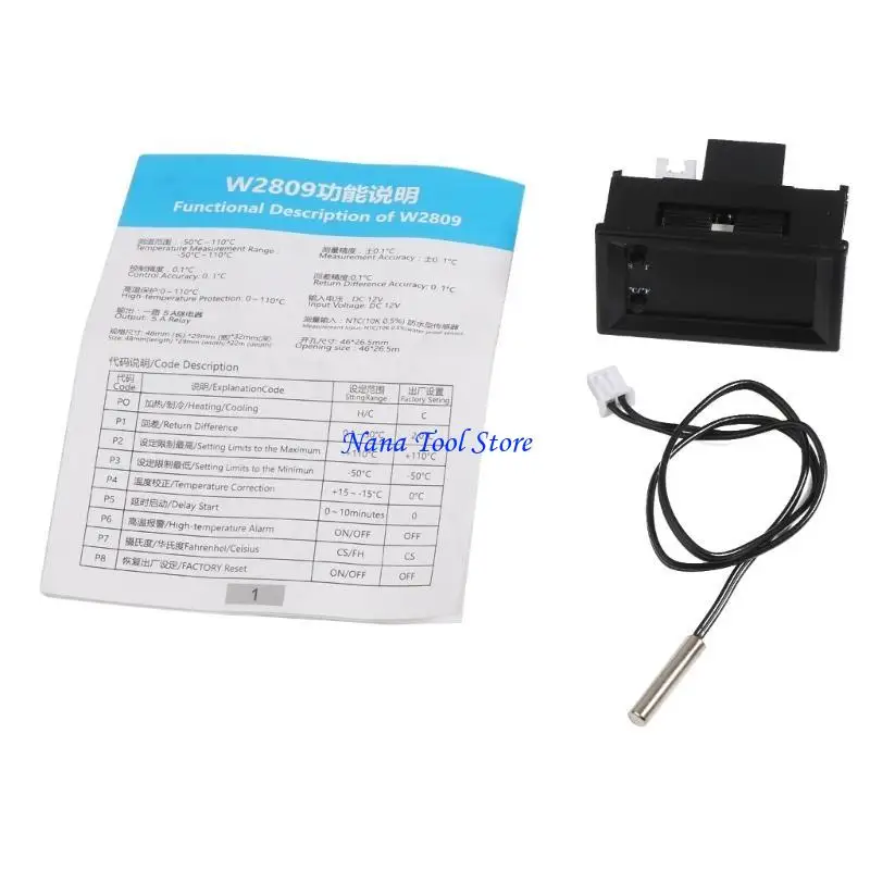 31GJ W2809 DC12V 20A Digital Temperature Controller with NTC Waterproof Probe