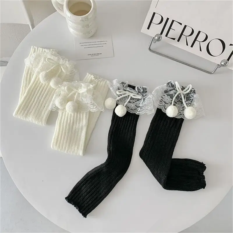 

195E плюшевые гетры для женщин в стиле Лолиты, зимние теплые вязаные длинные носки