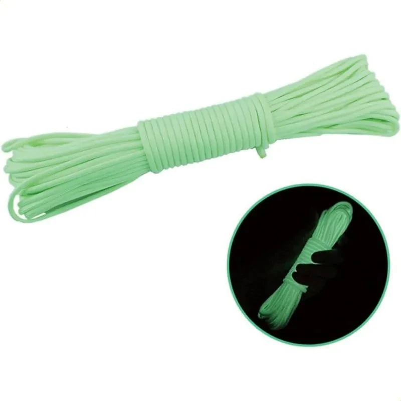Glow In Dark 550 Paracord 4mm 9‑Core Nylon Rope 10M for Camping Hiking Emergency Guyline Bushcraft Keychain Tent Lanyard DIY