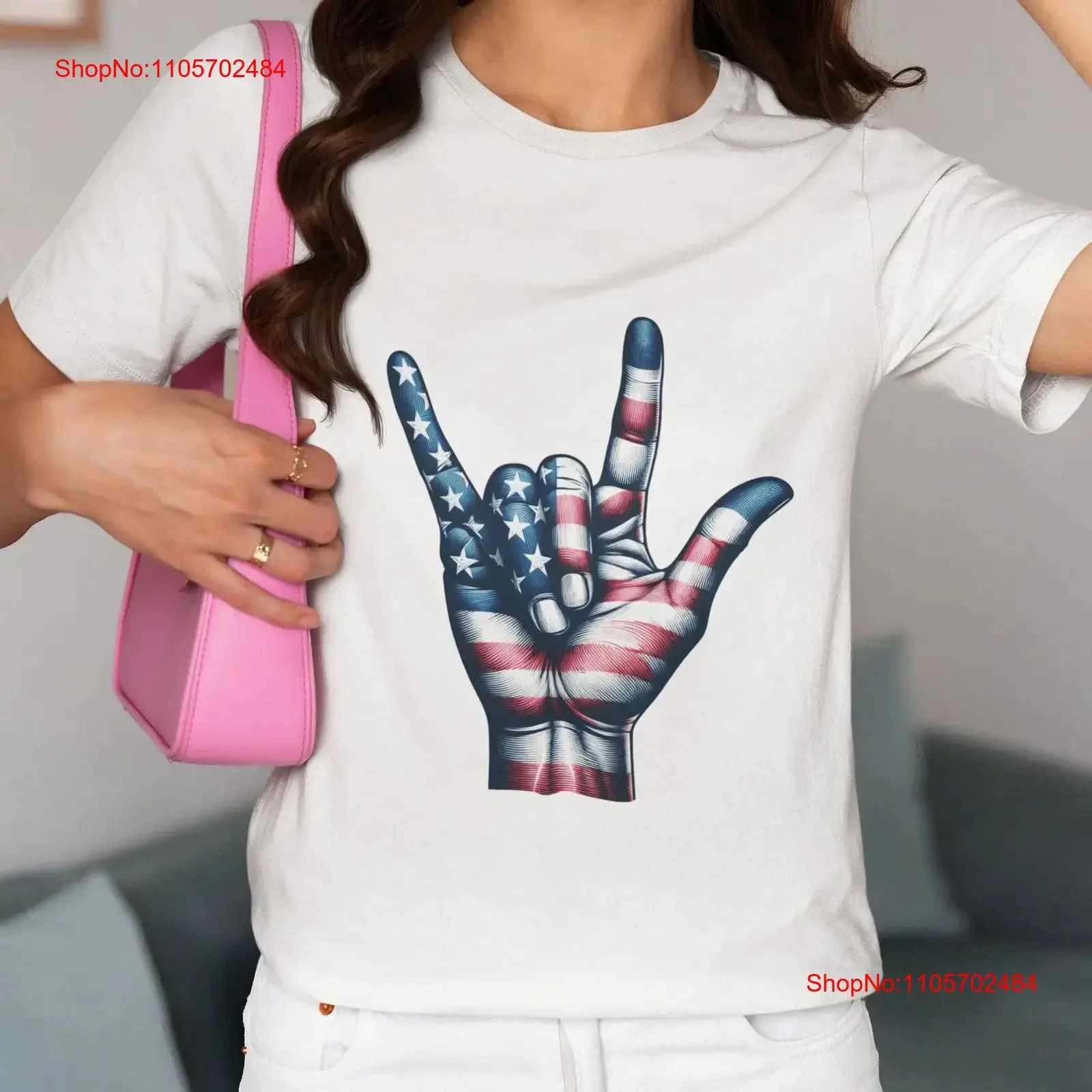 Patriotic ASL 'I Love You' Hand Gesture T Shirt Sign Language American Flag Design Independence Day Apparel s for vintage