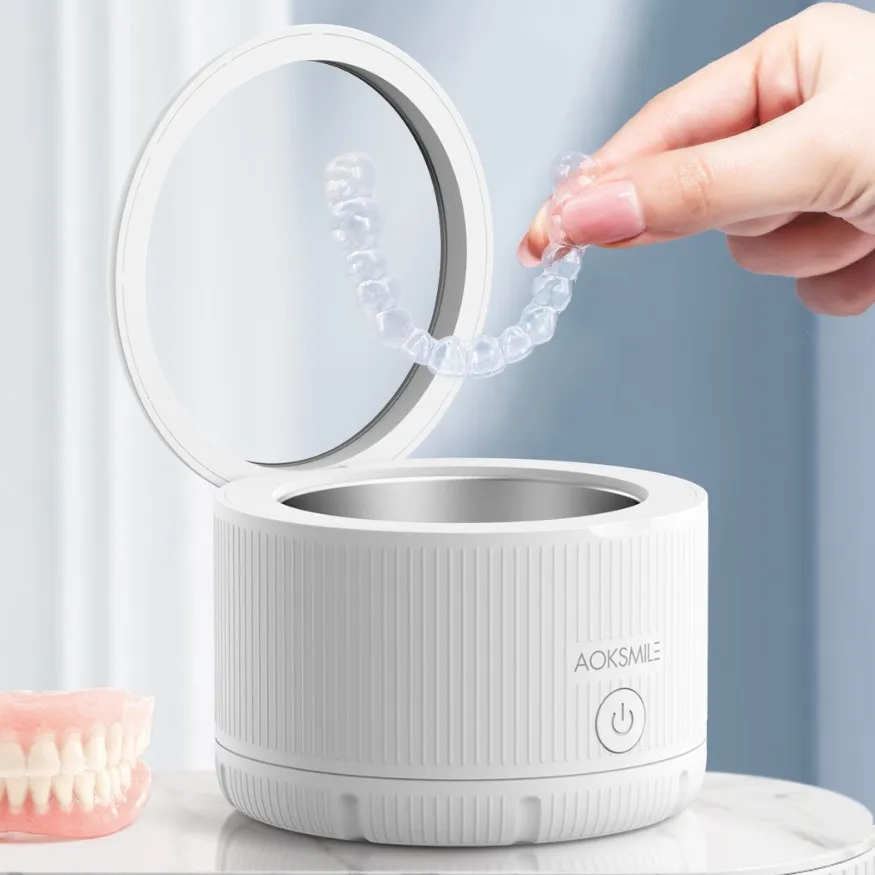 Multifunctional Mini Ultrasonic Cleaning Device New Silent Design Ideal for Denture Retainer Jewelry Daily Deep Cleaning
