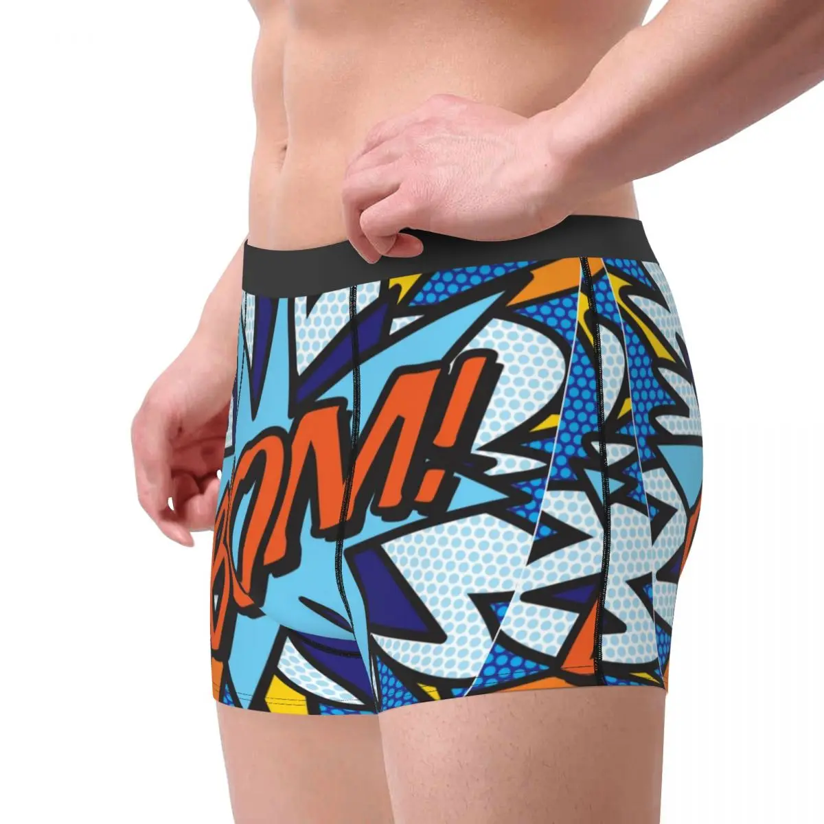 Man Modern Comic Pop Art Underwear Bang Wow Boom Pow Funny Boxer Shorts Panties Homme Soft Underpants Plus Size