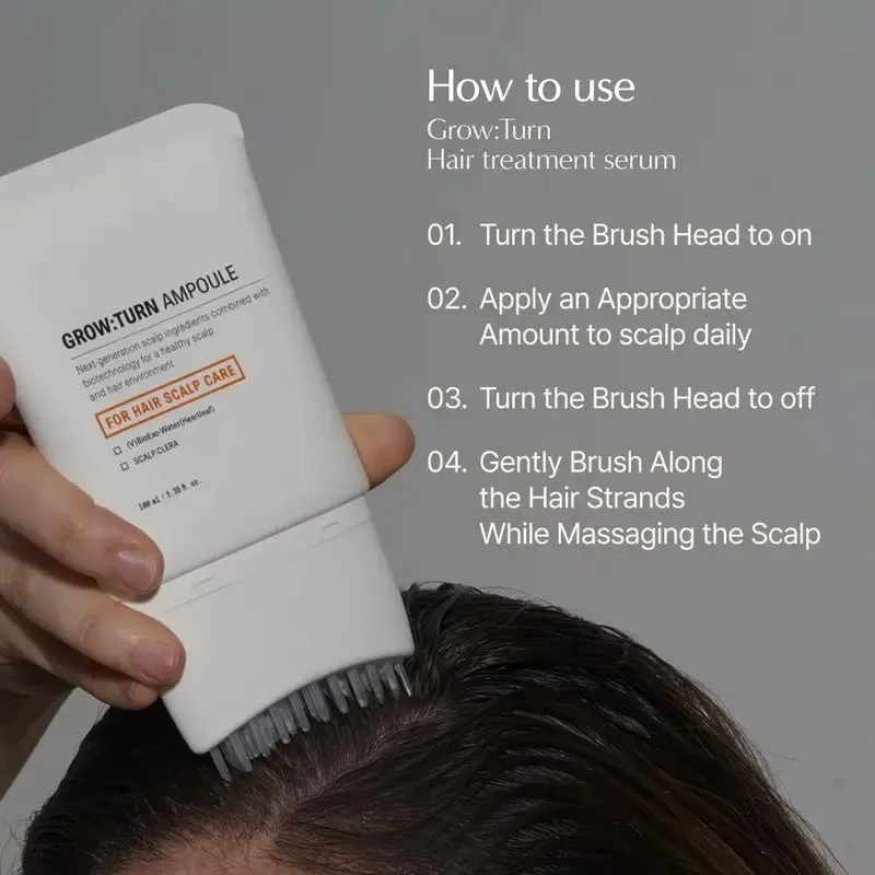 Grow Turn Brush Ampoule 100ml Anti Hair Loss Scalp Serum Promotes Hair Growth Improve Thinning Hair Healthy Scalp Care Liquid