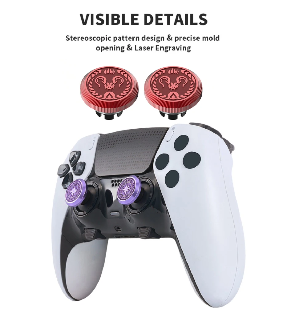 Metal Joystick Caps for PS5 Edge Elite Controller,Thumb Joystick Replacement Kit for PS4,Switch Pro&Xbox, Keycaps with Pattern