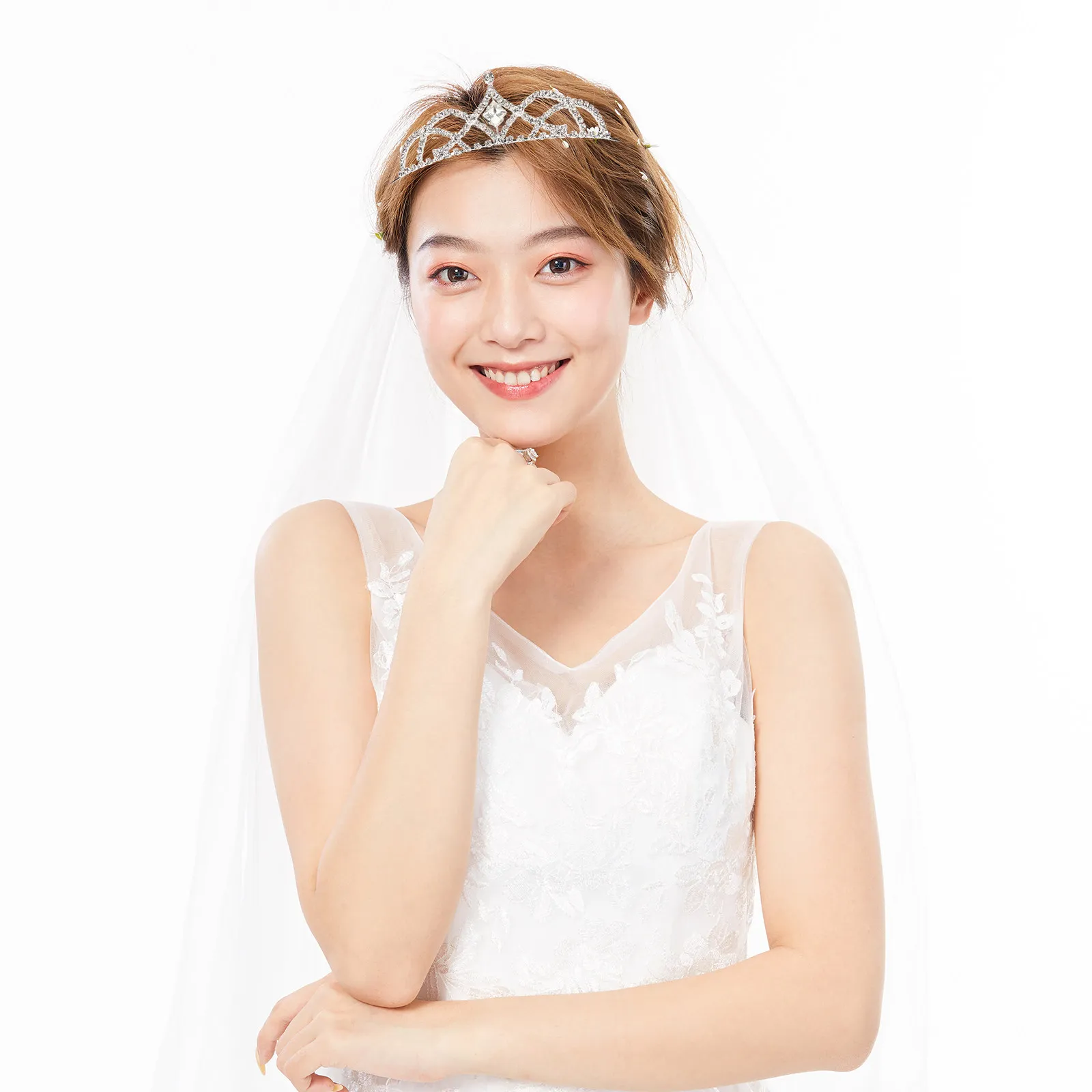 Tiara for Women Girls Rhinestone Crown Bridal Wedding Headpiece Lightweight Alloy Hair Jewelry Bridesmaid Bride Hair Decoration