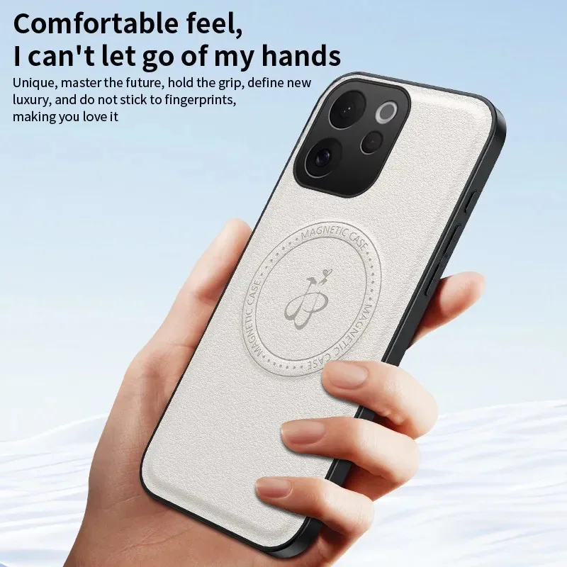 Skinlee For VIVO V70 FE 5G Case Artificial leather shell with bracket For VIVO V70 FE 5G Strong magnetic suction silicone Casing