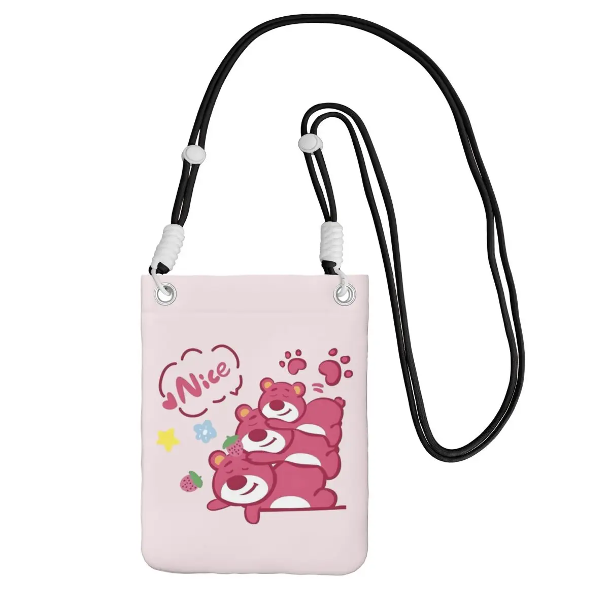 

Кошелек для смартфона на заказ Lotso с ремешком, сумка через плечо с рисунком клубничного медведя, мужская и женская сумка для мобильного телефона для бега