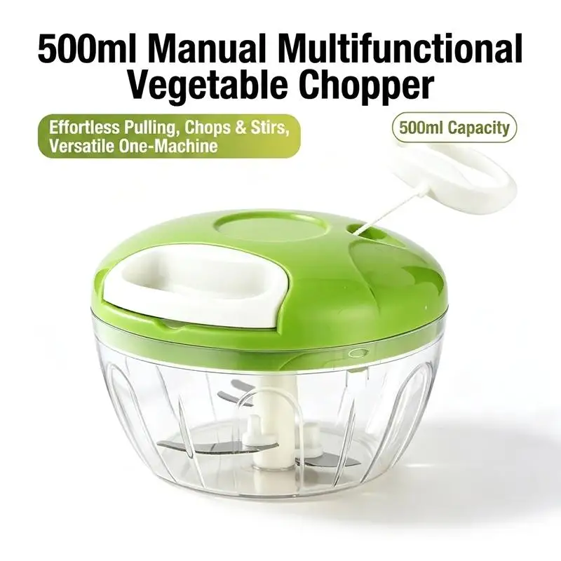 Hand Pull Manual Nut Chopper Sharp Blades 1Pcs Multifunctional Vegetable Cutter for Kitchen Garlic Onion Herb Processing