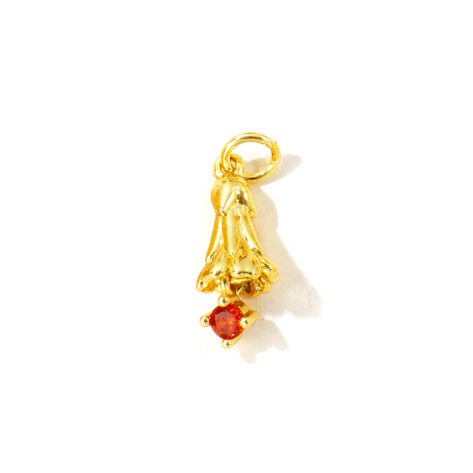 2 Stück Zirkonia-Geburtsmonatsblumen-Anhänger, 18K vergoldetes Messing, für DIY-Halsketten-Schmuckherstellung, Großhandel – Detail 1