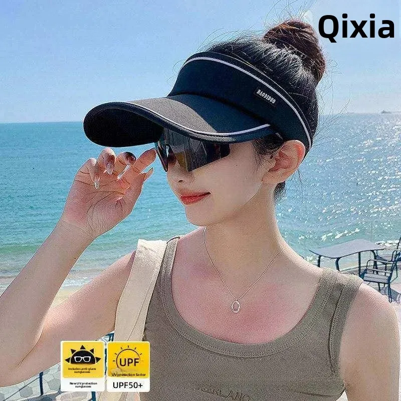 Summer New Anti-Uv Sun Protection Hat Outdoor Travel Baseball Cap Empty Top Sunglasses Included Women's Style Casual Fashion