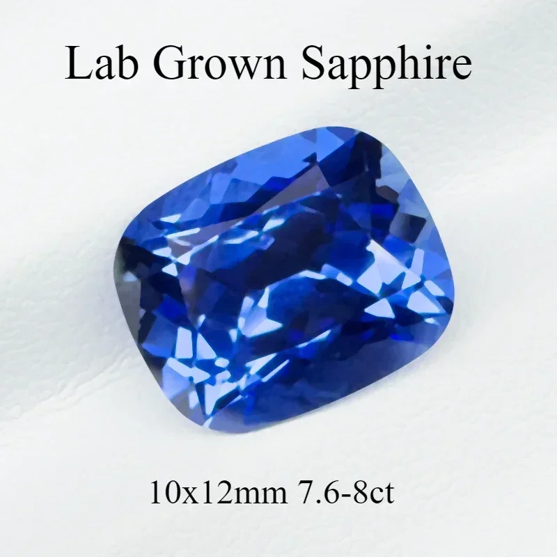 

L-Lab Grown Sapphire Rectangular Cushion Royal Blue 10x12mm 7.6-8ct VVS1 Gemstone for Diy Jewelry Making with Certificate