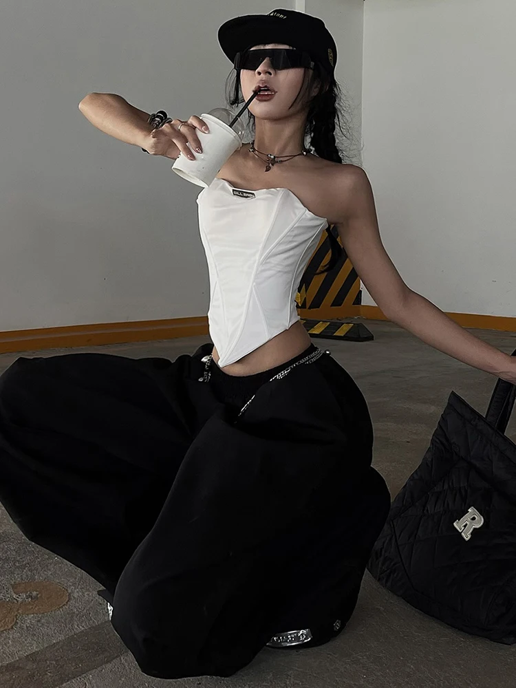 غريب سنور Y2K مشد القمم المرأة غير النظامية هيم رسالة نحيل مثير 2025 الصيف الاتجاه شيك هوتي الكلاسيكية بسيطة نحيل الشارع الشهير #3