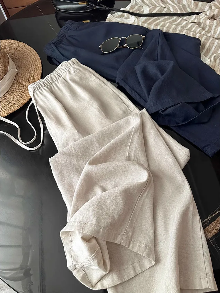 

Loose Fit Linen Casual Pants Summer Thin Sle Men Women Straight Leg Breathable Long Trousers Casual Faionable Youthful