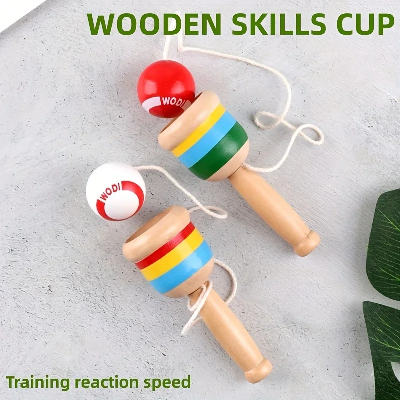 

Wooden Skills Cup Throw and Catch Ball Traditional Game for Kids Hand Eye Coordination Educational Game Exercise The Brain