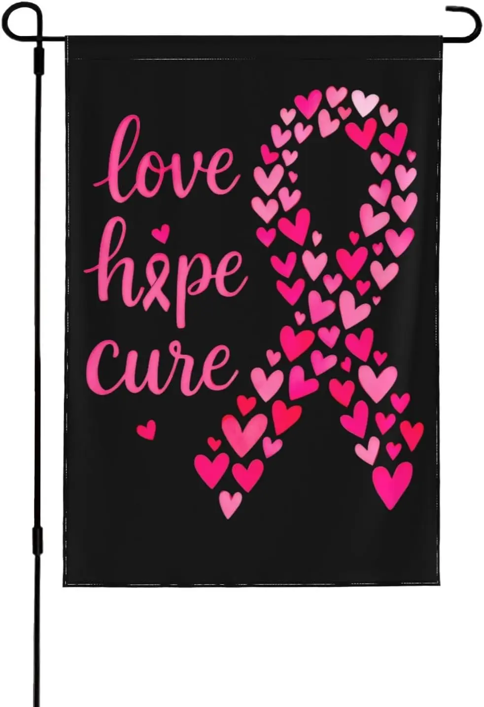 Breast Cancer Awareness Garden Flag 12x18 Double Sided Pink Ribbon Love Hope Cure Flags for Yard Outdoor Decor, Small Season llz