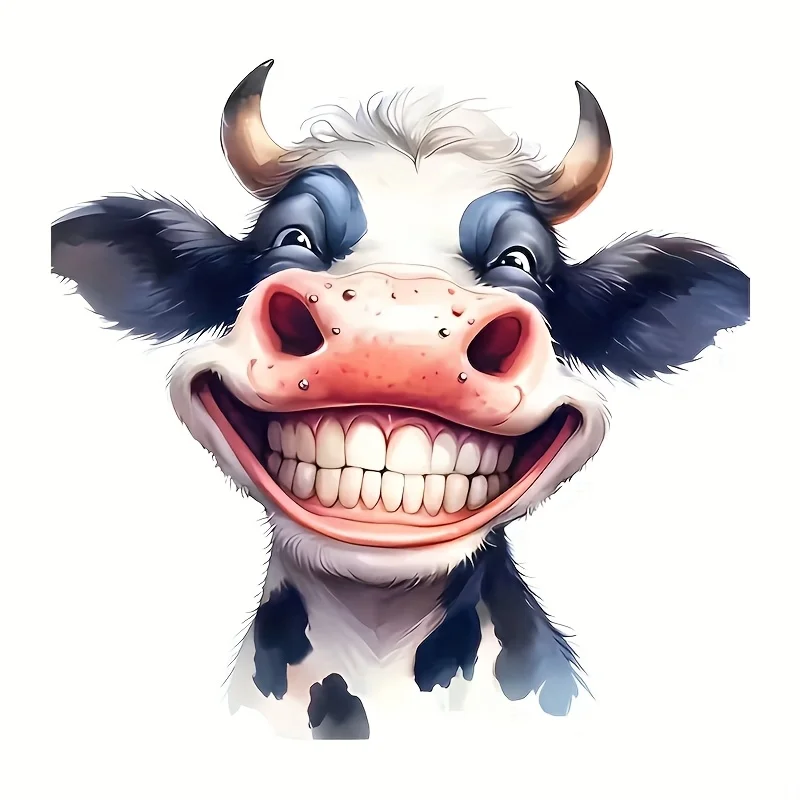 

Funny Cow Face Premium Waterproof Vinyl Sticker, Suitable for Cars, Laptops, Water Bottles, Trucks, Phones, Motorcycles, Windows