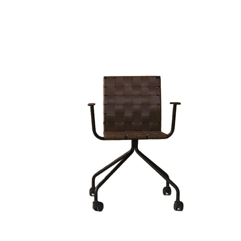 Modern simple light luxury saddle leather woven office chair turn desk meal