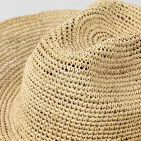 USPOP New Spring Summer Fashion Casual Simple Crochet Raffia Cowboy Hat with Curled Brim Outdoor Sun Protection Straw Hat - Image 6