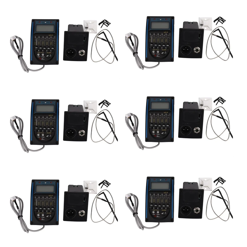 

6X 5 Band EQ Equalizer Pickup, Acoustic Guitar Preamplifier Tuner With LCD Tuner And Volume Control LC-5