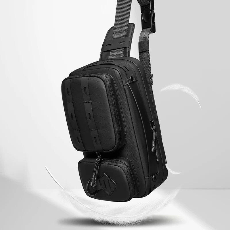

Men's new fashion waterproof leather shoulder backpack tactical chest bag lightweight chest bag tactical waist bag crossbody bag