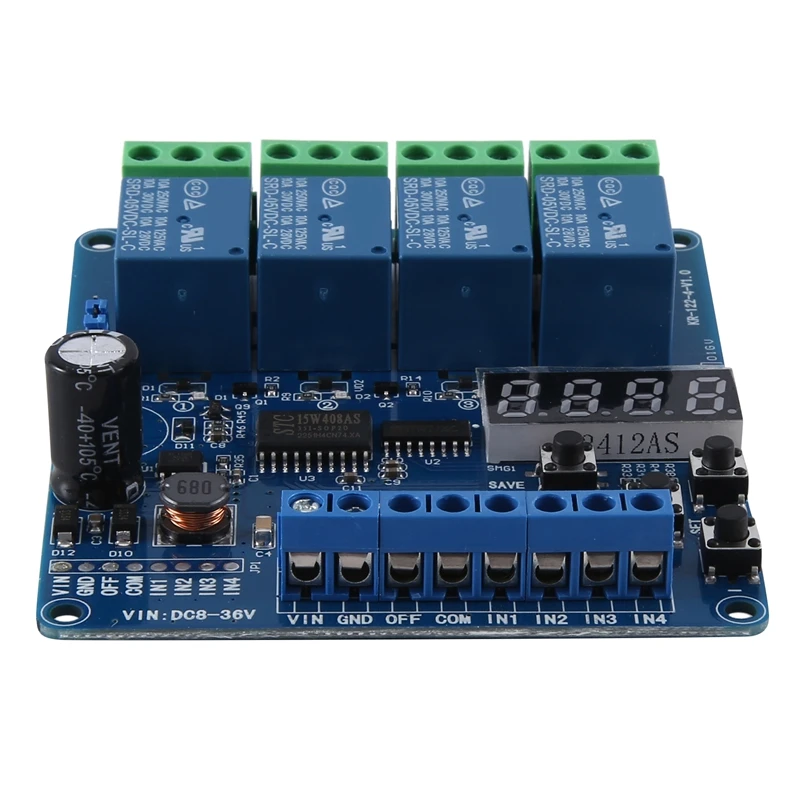 1 Piece Relay Module Board With Optocoupler Self-Locking Timing Relay DC 8V-36V 4 Channel Multi-Function