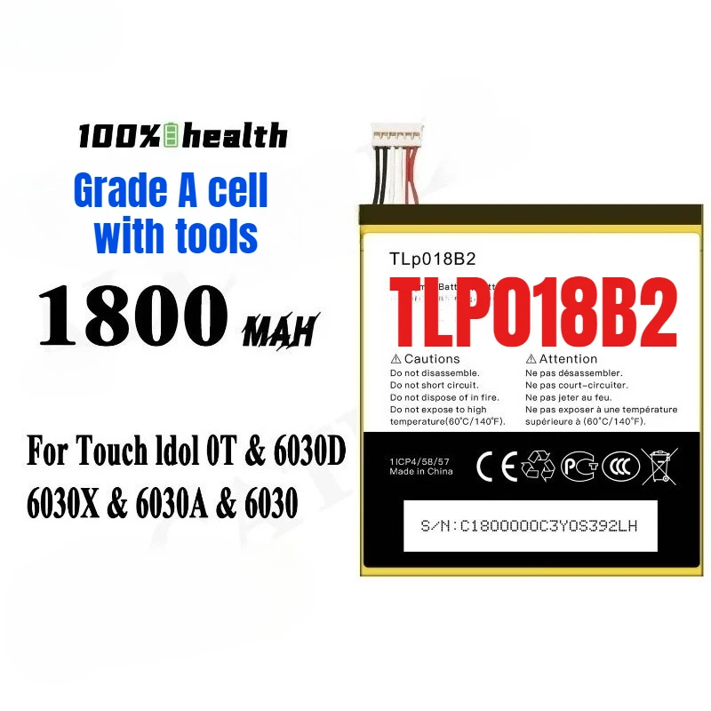 

Аккумулятор TLP018B2 для телефонов Alcatel Touch Ldol 0T/6030D/6030X/6030A/6030, высококачественная замена, элементы класса А, с инструментами