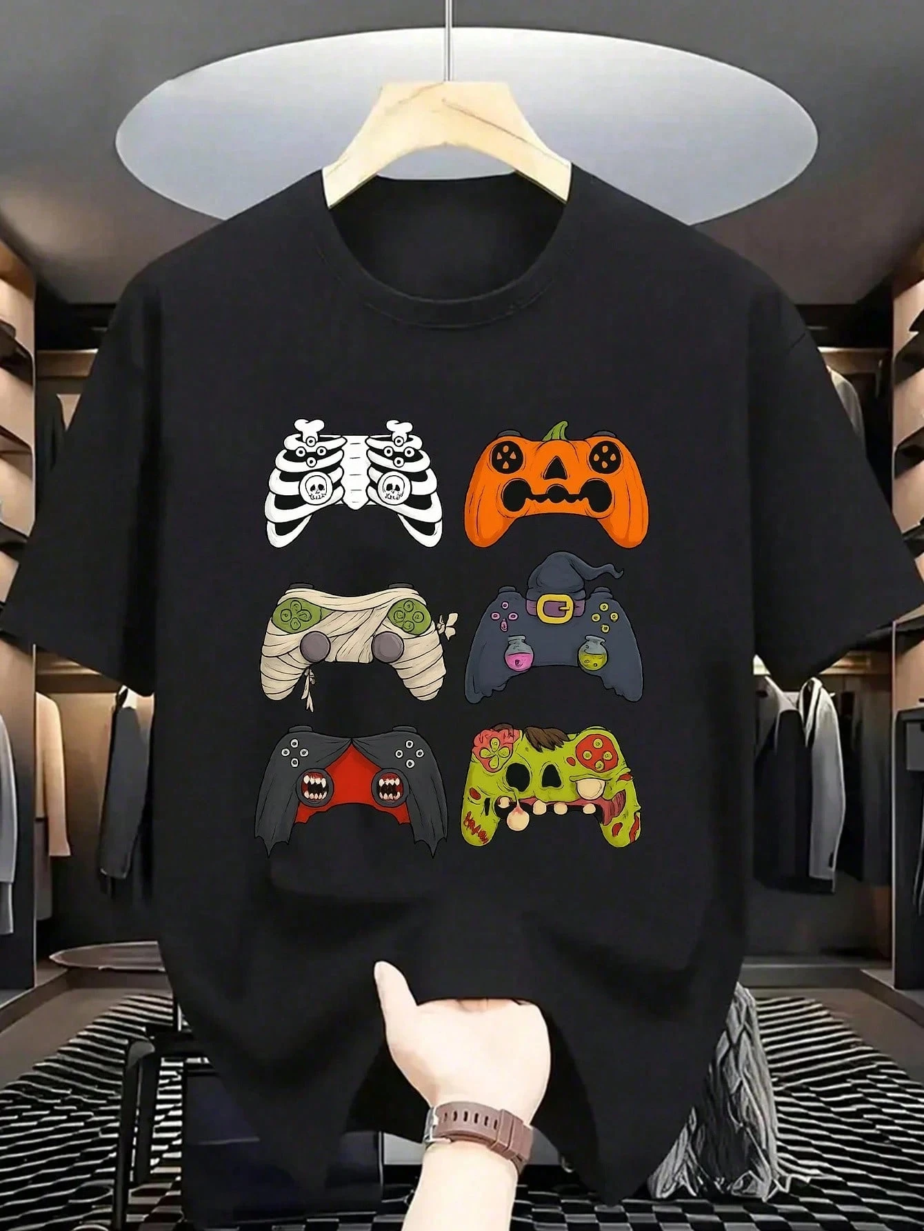 Halloween Game Controller Graphic Casual Men T Shirt Women Tee Boys Top Children Parent Child Short Sleeves Cotton Kids Tshirt