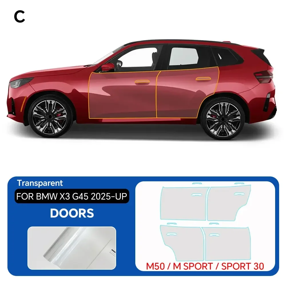 

Для BMW X3 M50M Sport 30 G45 2025-UP: Защитная пленка из ТПУ с самовосстановлением, прозрачная, предварительно вырезанная, для кузова, устойчивая к царапинам
