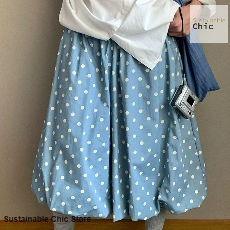 Japanese polka-dot bud culottes women's summer and autumn fashion casual light color loose wild sweet cute cropped trousers.