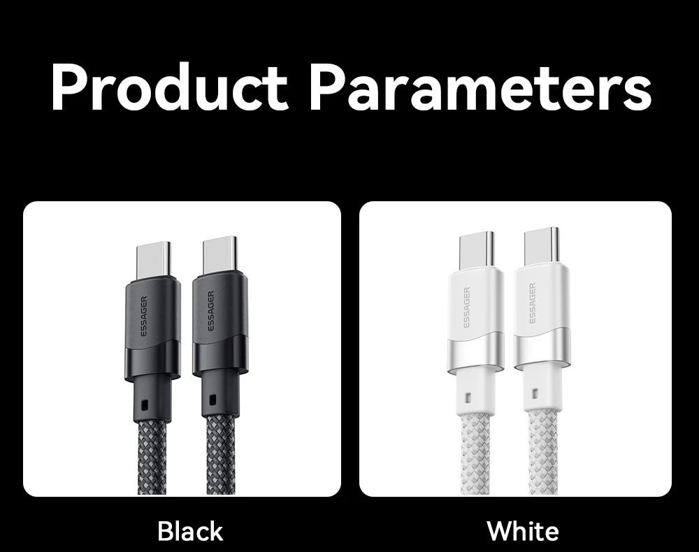 Essager USB C to C 100W Magnetic Fast Charger Cable for iPhone 15 65W Type C to C Data Charging Wire for Laptop Samsung