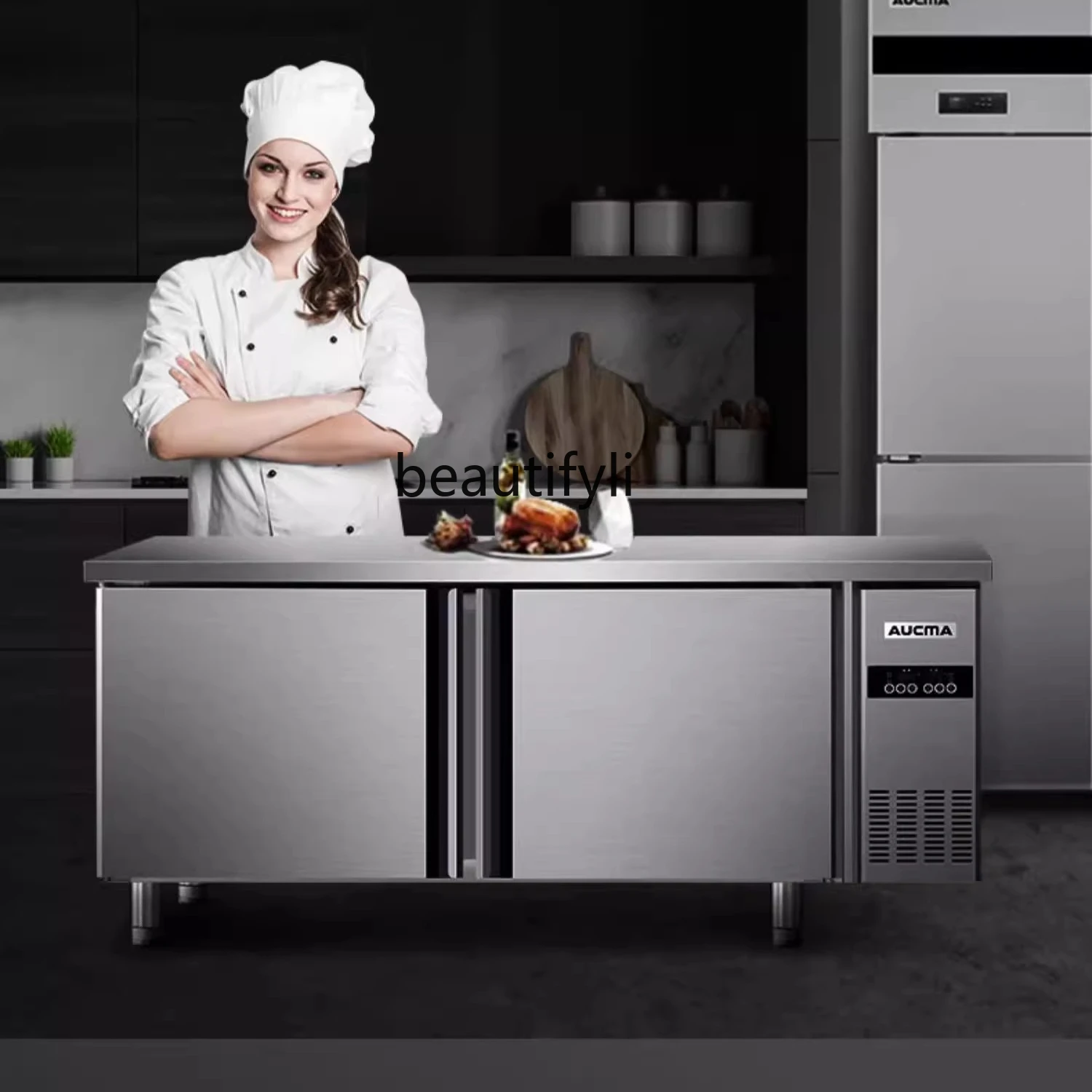 

Air-cooled Frost-free Refrigerated Workbench Freezer Refrigerator Commercial Fresh-keeping Operation Table Kitchen Freezer