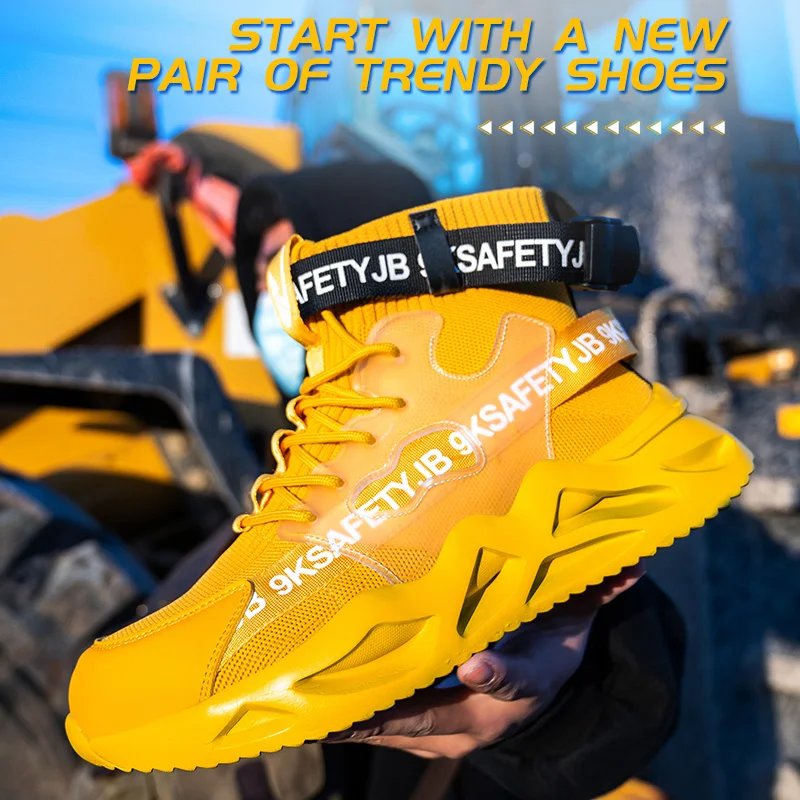 Men Safety Boots Anti-puncture Work Shoes Light Breathable Work Sneakers Steel Toe Safety Shoes Men Women Indestructible Shoes