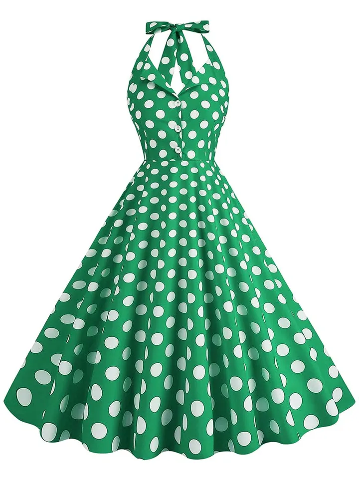 audrey hepburn halter dress Sexy Retro Polka Dot Women 50s 60s Vintage Gothic Pin Up Rockabilly Clothing Ladies vintage sleeveless backless