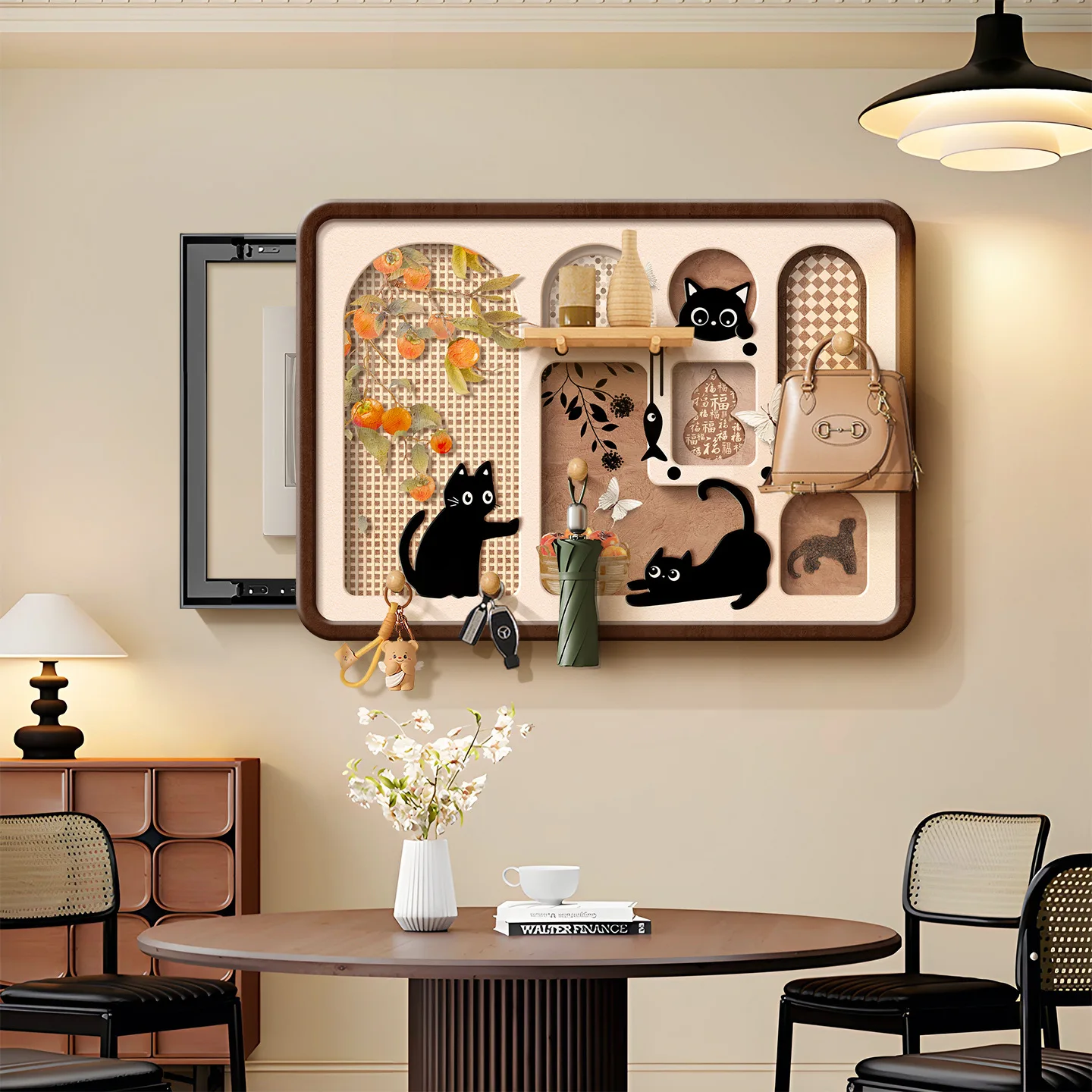 Abstract Oil Painting - Medieval style meter box decorative painting