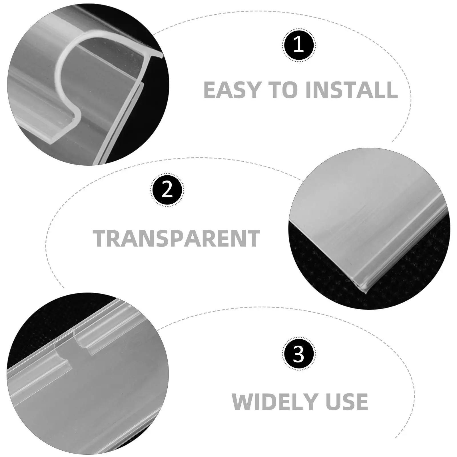 60 Pcs Price Tag Holder Clear Transparent PVC Retail Supermarket Label Display Easy Install Shelf Practical