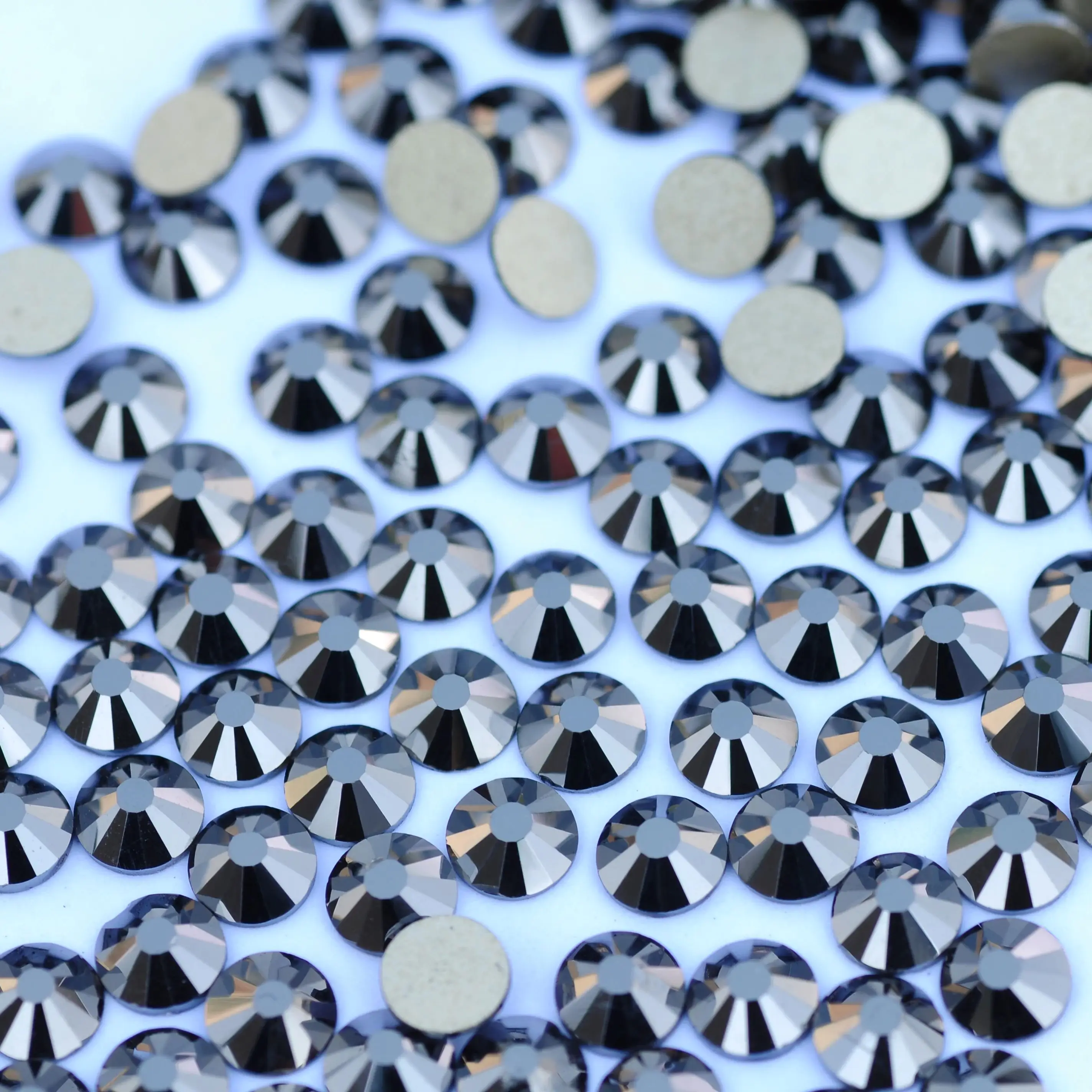 5A Jet Hematite 14facets Crystal Glass Rhinestone Non-Hotfix Strass Flatback Rhinestones For Clothes Nail DIY