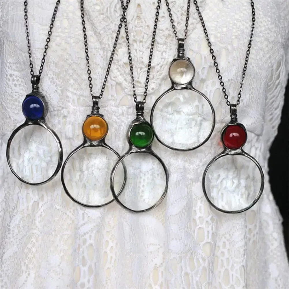 

1Pc Diy Women Glass Reading Magnifying Necklaces Handmade Vintage Steampunk Portable Decorative Monocle Chain Collares Jewelry