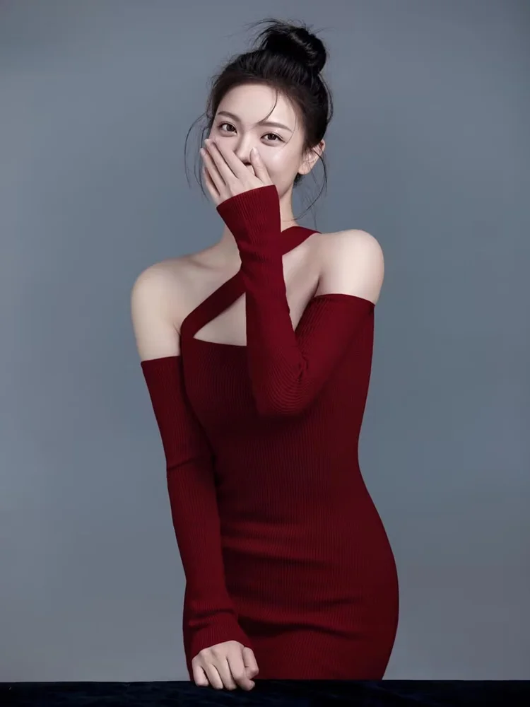 

Сексуальное вязаное облегающее платье для фотосессий в студии, портретная фотосъемка, простое, но элегантное, создающее атмосферу, в этническом стиле