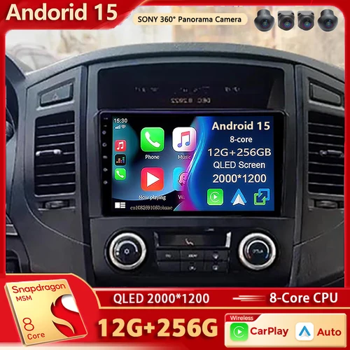 Android 15 para Mitsubishi Pajero 4 V80 V90 2006 - 2014 2K QLED Android Radio de coche reproductor de vídeo Multimedia estéreo voz CarPlay 4G