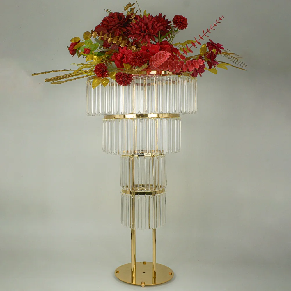 Estante de flores de hierro, soporte de arco dorado, plomo de carretera, 37,4 pulgadas, centro de mesa de boda acrílico, estante de flores para decoración de eventos y fiestas, 4 Uds.